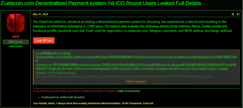 zyelacoin cryptocurrency leak